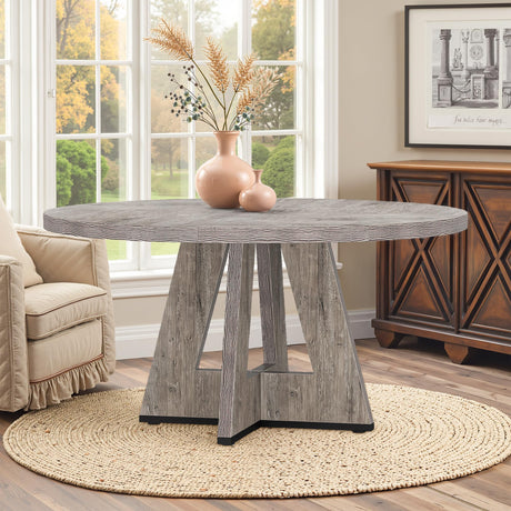 HIGREENA Round Dining Table for 4, 47" Wooden Kitchen Dinner Table Rustic, Farmhouse Table for Dining Room, Living Room, Gery HIGREENA