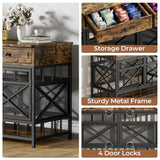 IRONCK 44 inch Large Dog Crate Furniture, Wooden Dog Kennel with Storage Drawers for Medium/Large Dogs, Decorative Dogs Kennel Indoor, Rustic Brown IRONCK