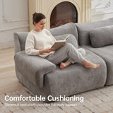 MAXMXX 117”L Shaped Modern Sofa Modular Sectional Cloud Couch with Ottoman,Oversized Boneless Sofa,3+1 Seater Chenille Deep-Seat Sofa with 3 Pillows,Suitable for Living Room or Bedroom (Grey) MAXMXX