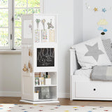 UTEX Kids Rotating Bookshelf Tower, 360 Display Revolving Bookcase with Blackboards and Hooks, 5 Tier Small Spinning Bookshelf for Kids Room, Nursery, Bedroom, Living Room, White UTEX