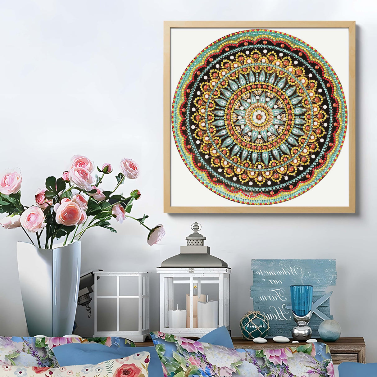 Hibah Diamond Painting DIY 5D Special Shape Rhinestone, Mandala Flower, Partial Diamond Crystal Diamond Painting Mandala Set Hibah