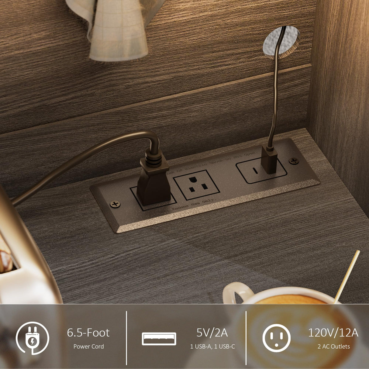 nesture. 71.5" Tall Kitchen Pantry with Hydraulic Flip Up Door, Storage Cabinet with LED Lights & Charging Station, Drawer and Adjustable Shelves, Cupboard for Kitchen, Dining Room, and Hallway, Black nesture.