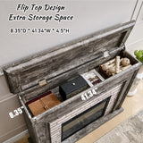 Aitjunz 45" Flip Top Electric Fireplace with Mantel, Electric Fireplace Heater, TV Stand with Freestanding Electric Fireplaces, Remote Control, Adjustable Flame Level for Living Room (Light Grey) Aitjunz
