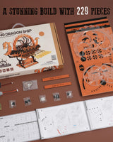 ROBOTIME LK802 Viking Dragon Ship Mechanical Wooden Puzzles, 229 Pieces 3D Puzzles for Adults, Crafts for Adults Hobby Building Kit ROBOTIME