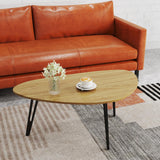 Manora Modern Mid Century Coffee Table, Oval Triangle Wood Center Table with Sturdy Metal Legs, Stylish Living Room Accent Table for Small Spaces Manora