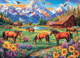 Horse Farm Jigsaw Puzzles 1000 Pieces for Adults Sunflowers Meadow 1000 Piece Jigsaw Puzzles for Adults DKijoys