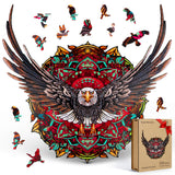 ESTROSO Wooden Puzzles for Adults - Bald Eagle Mandala 500 Piece Wooden Jigsaw Puzzle - 20.9x16.4 Inches - Giftable Wooden Box and Carrying Bag - Challenging Wooden Jigsaw Puzzles ESTROSO