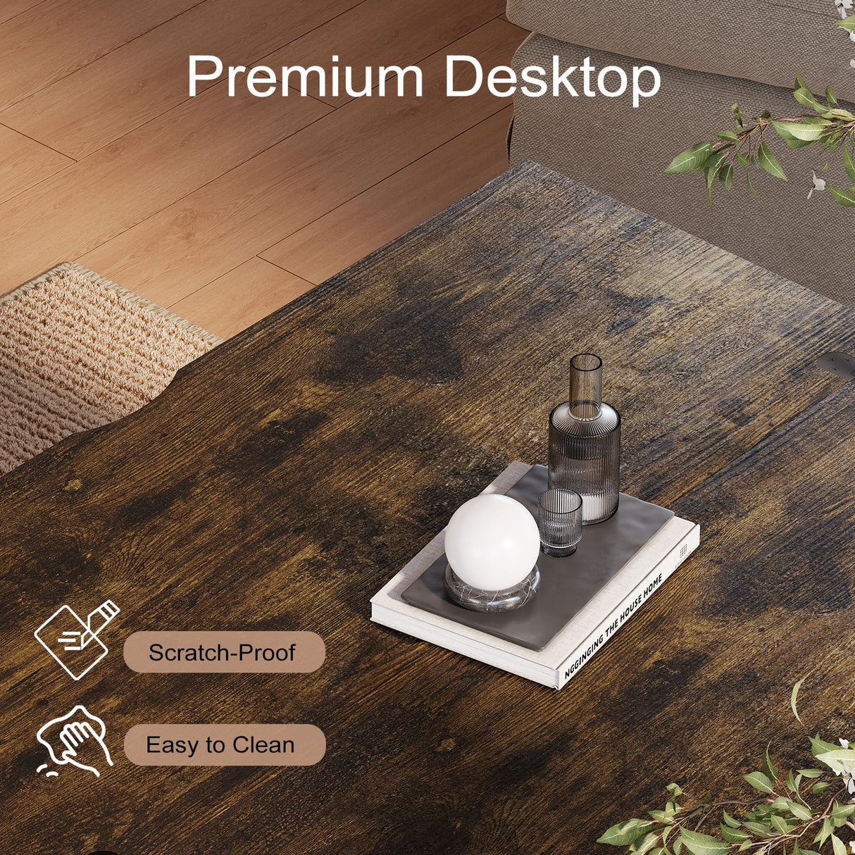 Vividwood Lift Top Coffee Table with Storage and Sliding Door, 4 in 1 Multi-Function Convertible Tea Table with Hidden Compartment, Farmhouse Center Table with Wood Lift Tabletop for Living Room Brown Vividwood