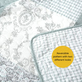 Soul & Lane Memory Lane 3-Piece Cotton Quilt Set - Queen Size with 2 Shams, Sage Green Patchwork Quilted Comforter, Lightweight Country Pieced Bedspread, Neutral Modern Farmhouse Bedding Soul & Lane
