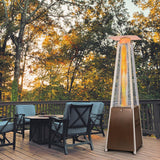 Hykolity Pyramid Patio Heater, 48000 BTU Glass Tube Propane Patio Heater with Wheels and Cover, Outdoor Propane Heaters for Patio, Backyard, Garden, Porch, and Pool, Bronze hykolity