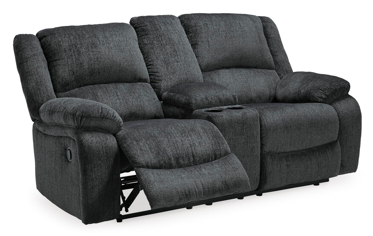 Signature Design by Ashley Draycoll Contemporary Double Reclining Manual Loveseat with Center Console, Dark Gray Signature Design by Ashley