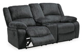 Signature Design by Ashley Draycoll Contemporary Double Reclining Manual Loveseat with Center Console, Dark Gray Signature Design by Ashley