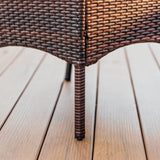 Nestl Wicker Patio Furniture - 4 Piece Set with 2 Chairs, Loveseat, Glass Top Coffee Table, Outdoor Furniture for Backyard, Pool or Porch (Brown/Beige) Nestl