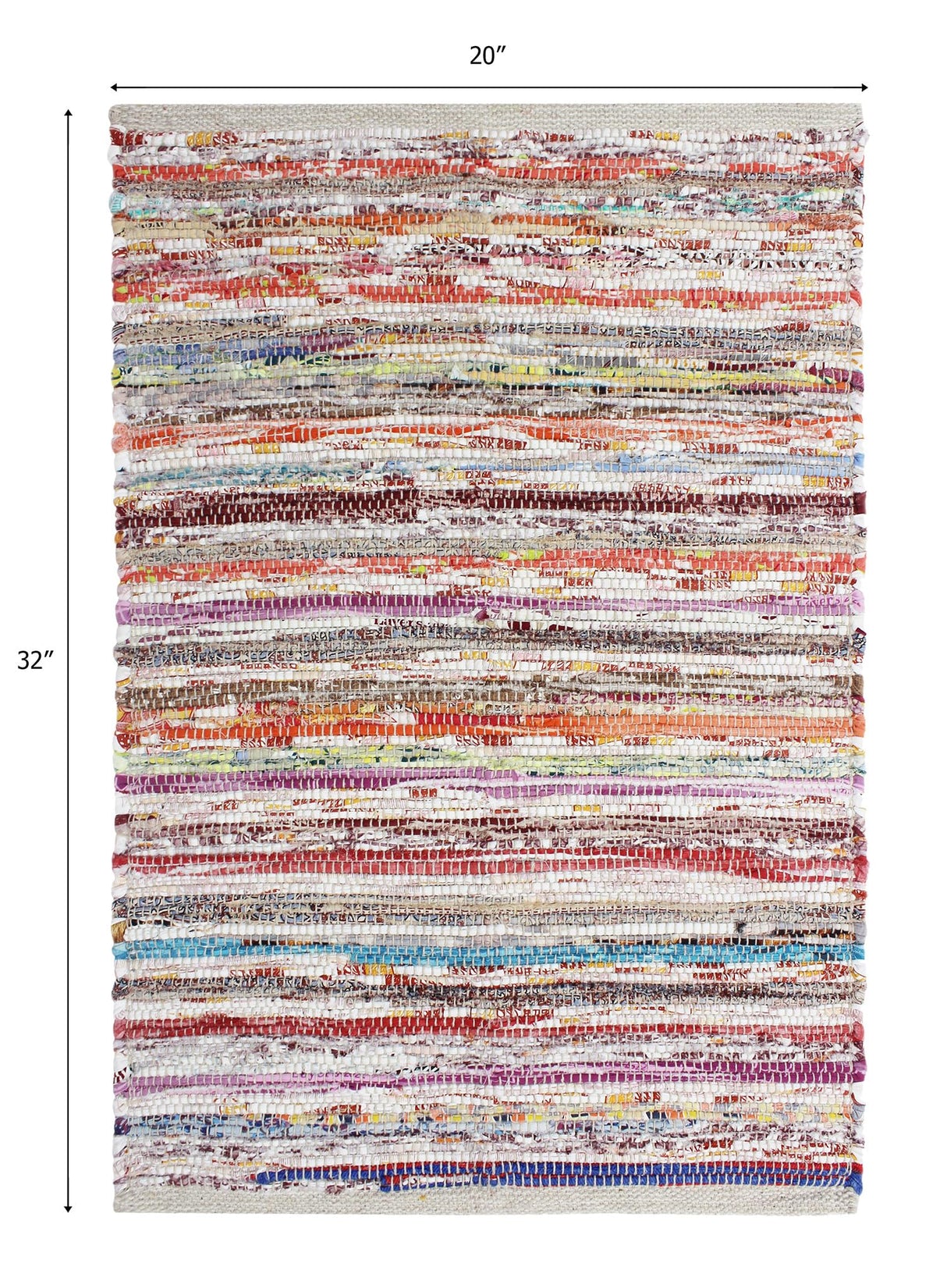 COTTON CRAFT Cotton Chindi Rag Rug - 2 Pack - Boho Farmhouse Rustic Area Accent Throw Rug - Handwoven Reversible Natural Recycled Yarn - Living Room Den Study Home Décor Gift -20 x 32 in - Multi Color COTTON CRAFT