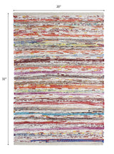 COTTON CRAFT Cotton Chindi Rag Rug - 2 Pack - Boho Farmhouse Rustic Area Accent Throw Rug - Handwoven Reversible Natural Recycled Yarn - Living Room Den Study Home Décor Gift -20 x 32 in - Multi Color COTTON CRAFT