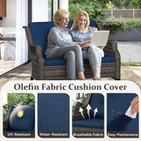 Audumas Outdoor Patio Loveseat, All-Weather 2-Seater Wicker Loveseat with Cushions, Outdoor Patio Love Seat Sofa for Garden, Balcony and Deck Audumas