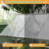 Catio Outdoor Cat Enclosure, 53.5ft² Extra Large Wooden Cat Catio Outdoor Cat House with Weatherproof Roof, Walk-in Doors with Lock, Window Access, 110" L x 71" W x 74" H, Grey Nyeekoy