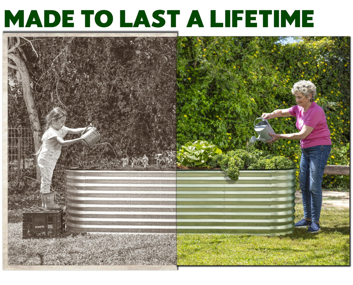 Galvanized Raised Garden Beds Outdoor // 4×2×2 ft Planter Raised Beds for Gardening, Vegetables, Flowers // Large Metal Garden Box (Silver) // Patented Tool-Free Design Plant & Plot