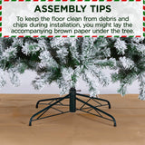 Yaheetech 12ft Pre-lit Artificial Christmas Tree W/Incandescent Warm White Lights, Snow Flocked Full Prelighted Xmas Tree W/4266 Branch Tips, 1750 Incandescent Lights & Foldable Stand, Green & White Yaheetech