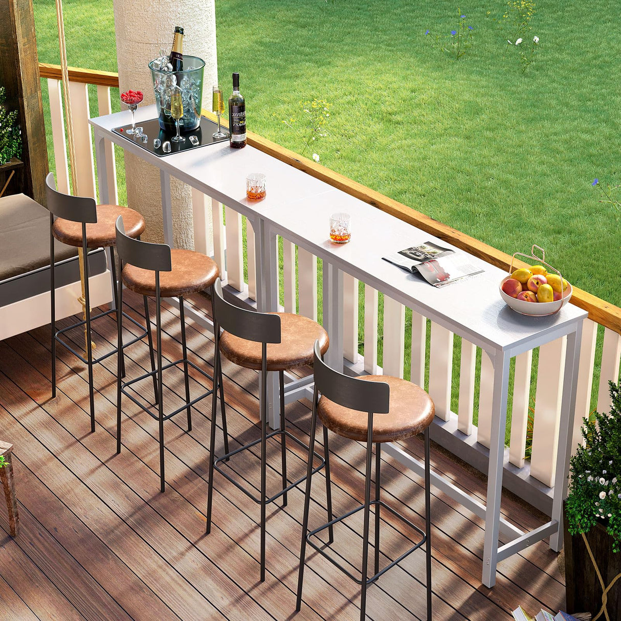 ODK 55 Inch Bar Table, Bar Height Pub Table, Counter Height Bar Table, Rectangular High Top Kitchen & Dining Counter Tables with Sturdy Legs & Easy-to-Clean Top, Indoor use, White ODK