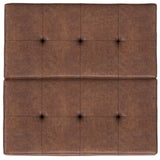 SIMPLIHOME Dover 36 inch Wide Contemporary Square Lift Top Coffee Table Storage Ottoman in Distressed Saddle Brown Vegan Faux Leather, Assembled, for The Living Room, Entryway and Family Room SIMPLIHOME