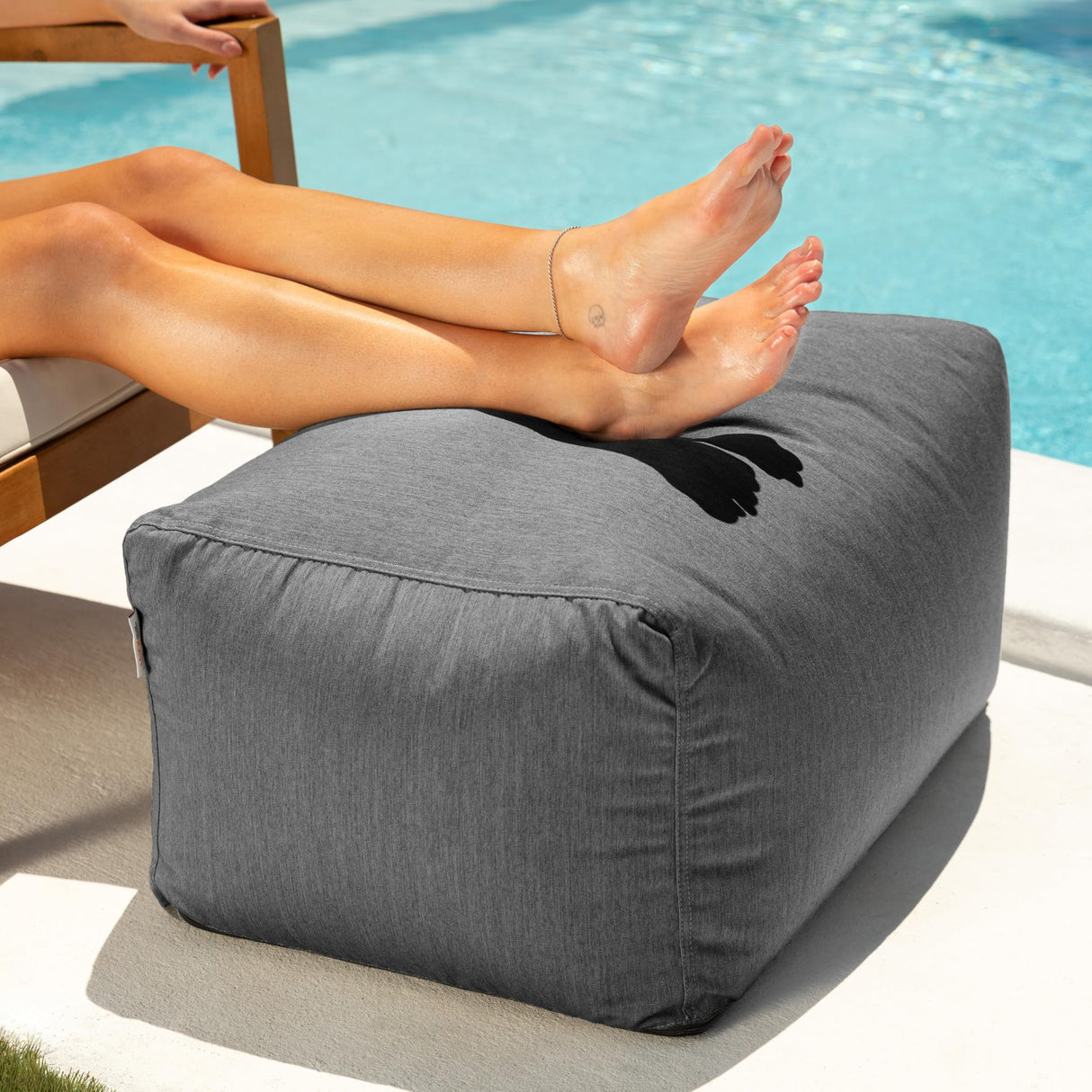 Jaxx Leon Outdoor Bean Bag Ottoman, Charcoal Sunbrella Jaxx