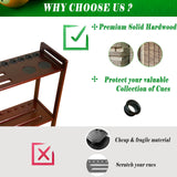 GACCO BILLIARDS Pool Stick Holder Floor Stand Holds 9 Cues & Pool Table Accessories. Wooden 2-Tier Cue Stick Storage with Ball Rack Hangers, Billiard Cone Chalk Holder or Drink Pads (Mahogany) GACCO BILLIARDS