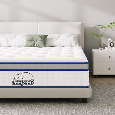 Twin Mattress, 12 Inch Twin Size Hybrid Mattress in a Box with Memory Foam and Individual Pocket Springs, Extra Lumbar & Shoulder Support, Pain Relief Fiberglass-Free