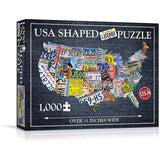 USA License Plate Map 1000 Piece Jigsaw Puzzle in the Shape of the US - 31 inches long - Cool Wall Art TDC Games