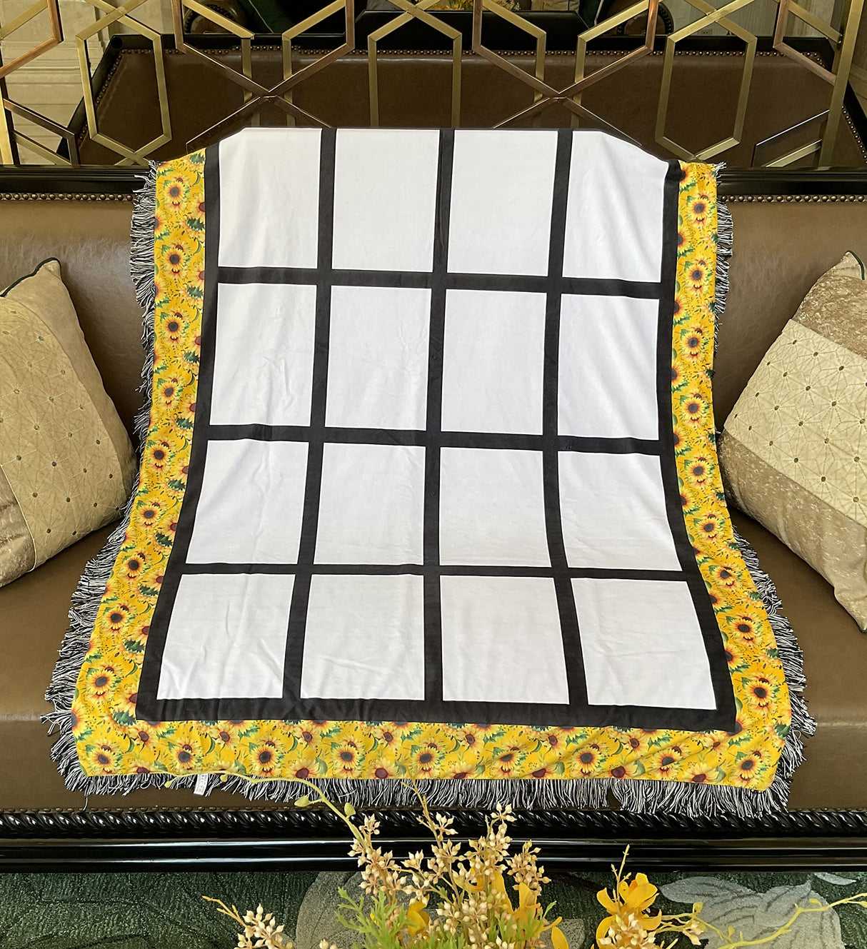 AQWJ Sublimation Blanks Throw Blanket for Heat Press, Sunflower Sublimation Blanket, 100% Polyester, Custom Personalised Sublimation Photo with 20 Panel,40"X60" AQWJ