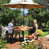 LDAILY Picnic Table, 70’’ x 30’’ Outdoor Wood Dining Table Set with Bench, 2" Umbrella Hole, 1600 LBS Max Load, Metal Frame Picnic Tables for Outdoors 6-8 Persons in Party, Garden, Yard, Patio, Lawn LDAILY
