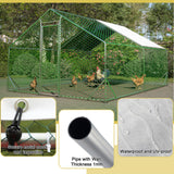 Metal Chicken Coop 13x10x6.56ft Large Walk-in Poultry Cage for 10/15 Chickens Chicken Run Hen Rabbit Duck House with Waterproof Cover for Outdoor Farm Use Hohuqeri