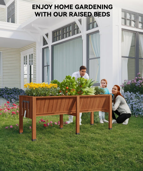 VORTEXTOVE 72x26x30in Raised Garden Bed with Legs-Wooden Elevated Raised Garden Beds Outdoor for Growing Vegetables and Herbs-Big Sturdy Standing Garden Bed Planter Box-Enhanced Depth,Acorn Brown VORTEXTOVE