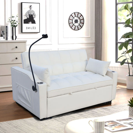 Modern Loveseat Futon Sofa With Pullout Bed, Adjustable Reclining Backrest, Toss Pillows HouseOfZazla
