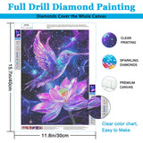 Upigi Hummingbird Diamond Painting Kits for Adults,Bird DIY 5D Diamond Painting Kits for Beginners,Round Full Drill Gem Art Crafts Kit for Home Wall Decor 12 x 16 Inch Upigi