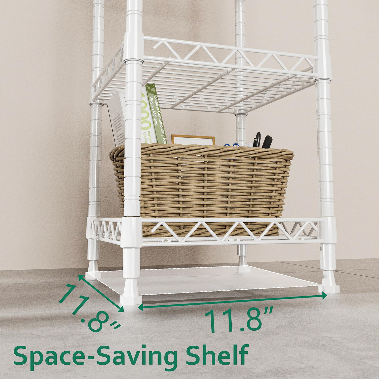 GIOTORENT 5 Tier Standing Shelving Metal Units, Adjustable Height Wire Shelf Display Rack for Laundry Bathroom Kitchen 11.8 W x 11.8 D x 50 H (5-Tier, White) GIOTORENT