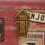 Household Essentials Medium Decorative Trunk, Coffee Shop Faux Decoupage, Antique Exterior, Leather and Metal Accents, Fabric Interior, Hinged Lid, Brown Household Essentials