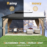 Devoko Outdoor Hardtop Gazebo Galvanized Steel Metal Gazebo Aluminum Frame Double Roof Outdoor Gazebo with Nettings and Curtains for Patios, Garden (12' x16' FT) Devoko
