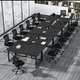 Bonzy Home 12FT Conference Table, Modern Large Meeting Table Office Desks for 16 Person, Long Rectangle Table with Sturdy Metal Frame, 4PCS, 142" D x 64" W x 30" H, Black Bonzy Home