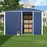 Metal Outdoor Storage Shed 10FT x 6FT with Firewood Storage, Steel Utility Tool Shed Storage House with Sliding Door, Metal Sheds Outdoor Storage for Backyard Garden Patio Lawn, Blue SUXXAN