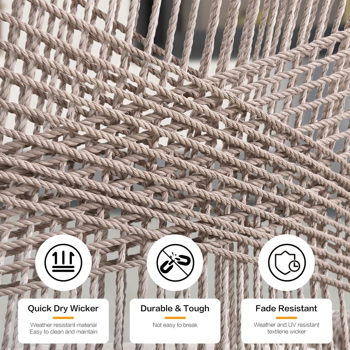 PURPLE LEAF Counter Height Bar Stools Set of 4 Rattan Wicker Outdoor Metal Boho Barstools with Back and Footrest Patio Garden Balcony Pool Bar Chairs PURPLE LEAF