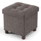 BRIAN & DANY Small Ottoman with Storage, Small Storage Ottoman, Folding Foot Stool with Wood Legs for Living Room and Bedroom Linen Rest Seat, 12.6"x12.6"x12.8" - Brown BRIAN & DANY