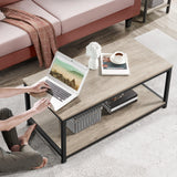 Yaheetech 39.5" 2-Tier Coffee Table with Storage Shelve, Industrial Gray Coffee Table, Easy Assembly, Wooden Coffee Table for Living Room & Small Space, Gray Yaheetech