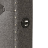 CITYLIGHT Queen Upholstered Platform Bed with Twin Size Trundle and USB Ports on Each Side, Queen Bed Frame with Trundle for Bedroom, Linen Fabric,No Box Spring Required,Grey CITYLIGHT