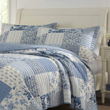 Laura Ashley - King Quilt Set, Reversible Cotton Bedding with Matching Shams, Farmhouse Inspired Home Decor (Paisley Printed Patchwork Blue, King) Laura Ashley