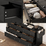 LIKIMIO Dresser 8 Drawer with Charging Station and Storage Bag, Wood Storage Chest of Drawers for Bedroom Living Room Hallway Entryway, Black LIKIMIO