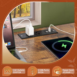 EnHomee 55" W Dresser for Bedroom with LED Lights & Charging Station 12 Drawer Dressers & Chests of Drawers Dresser TV Stand for Bedroom for Hanging 65" TV, Metal Frame & Fabric Drawers, Rustic Brown EnHomee