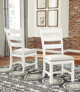 Signature Design by Ashley Valebeck Vintage Farmhouse Cushioned Dining Chair, 2 Count, Whitewash, White Signature Design by Ashley