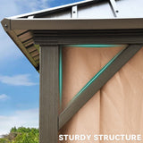 YITAHOME 10x12ft Gazebo Hardtop with Nettings and Curtains, Heavy Duty Double Roof Galvanized Steel Outdoor Combined of Horizontal Vertical Stripes Roof for Patio, Backyard, Deck, Lawn, Bronze YITAHOME