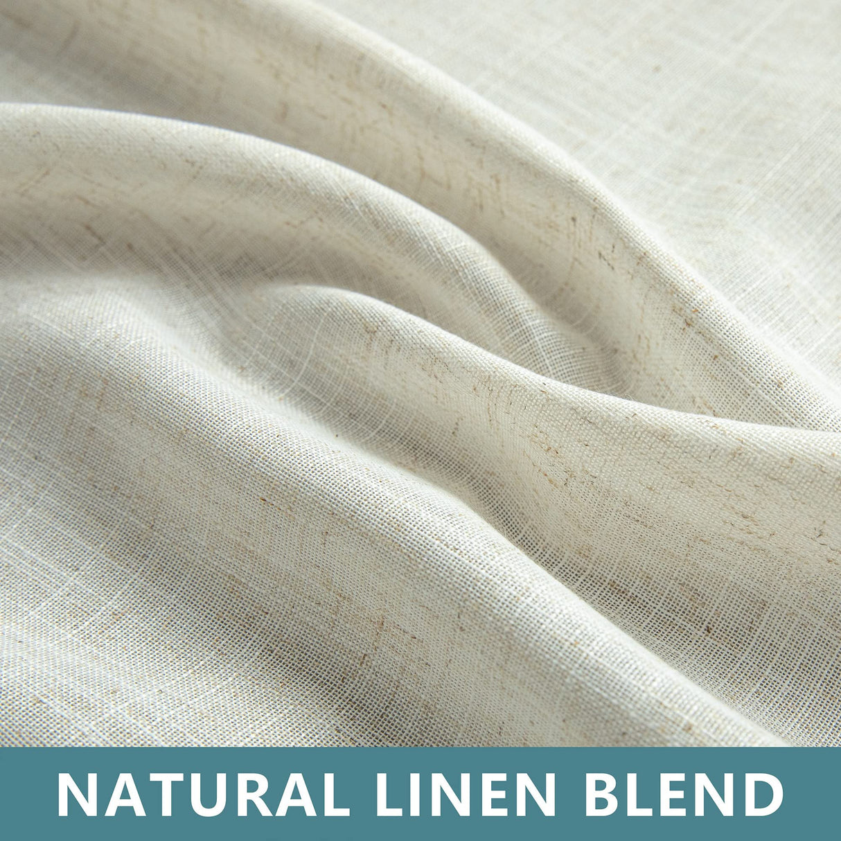 Farmhouse Linen Curtains - 84 Inch Length, 2 Panels Set, Tab Top Semi Sheer Light Filtering Country Boho Curtains for Living Room, Bedroom, Nursery, 52x84 Inches, Neutral Cream KOUFALL